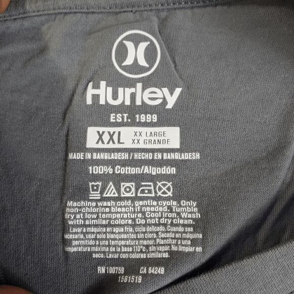 Hurley Shirt Mens XXL Grey Graphic Spell Out Stretch Short Sleeve Pullover Tee - Picture 2 of 7